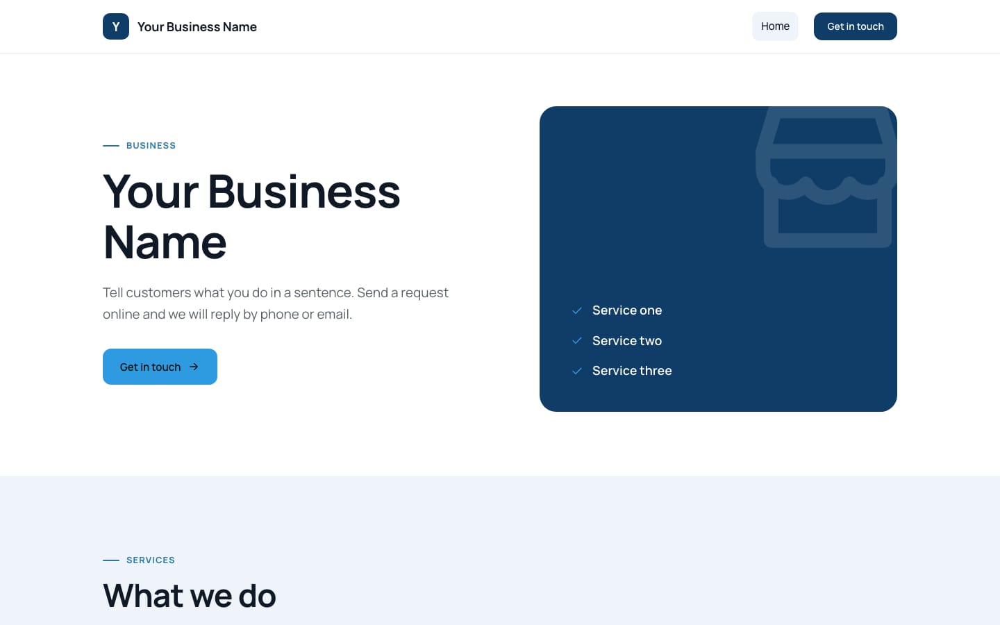 Landing page, Atlas design: real Steadline render with placeholder content