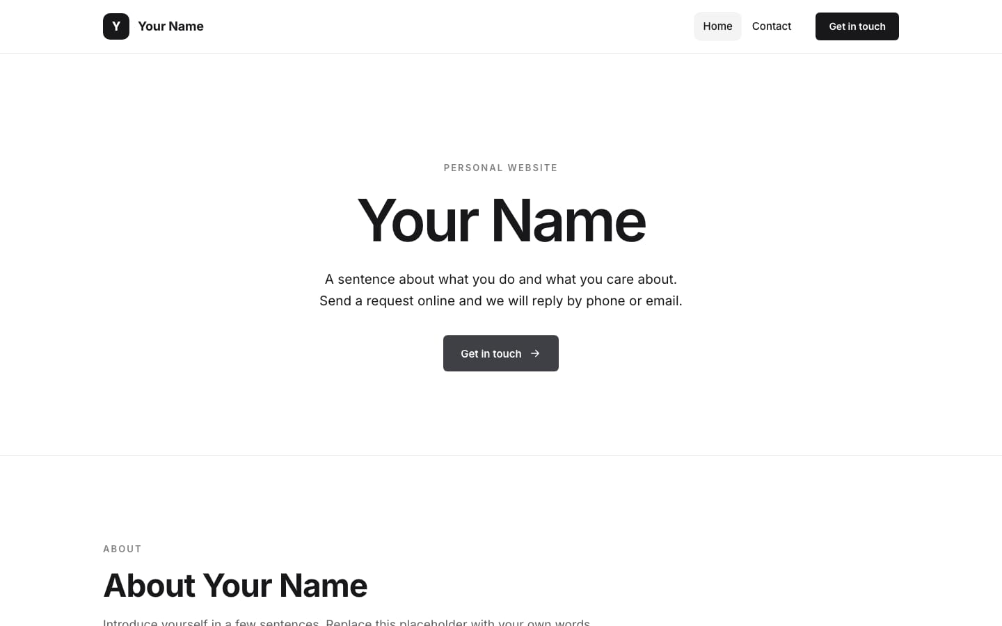 Personal website, Linen design: real Steadline render with placeholder content