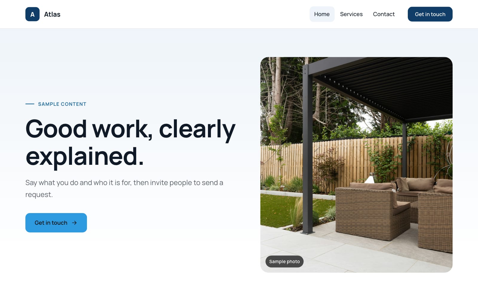 Atlas design, Service business layout, desktop: real render with sample content