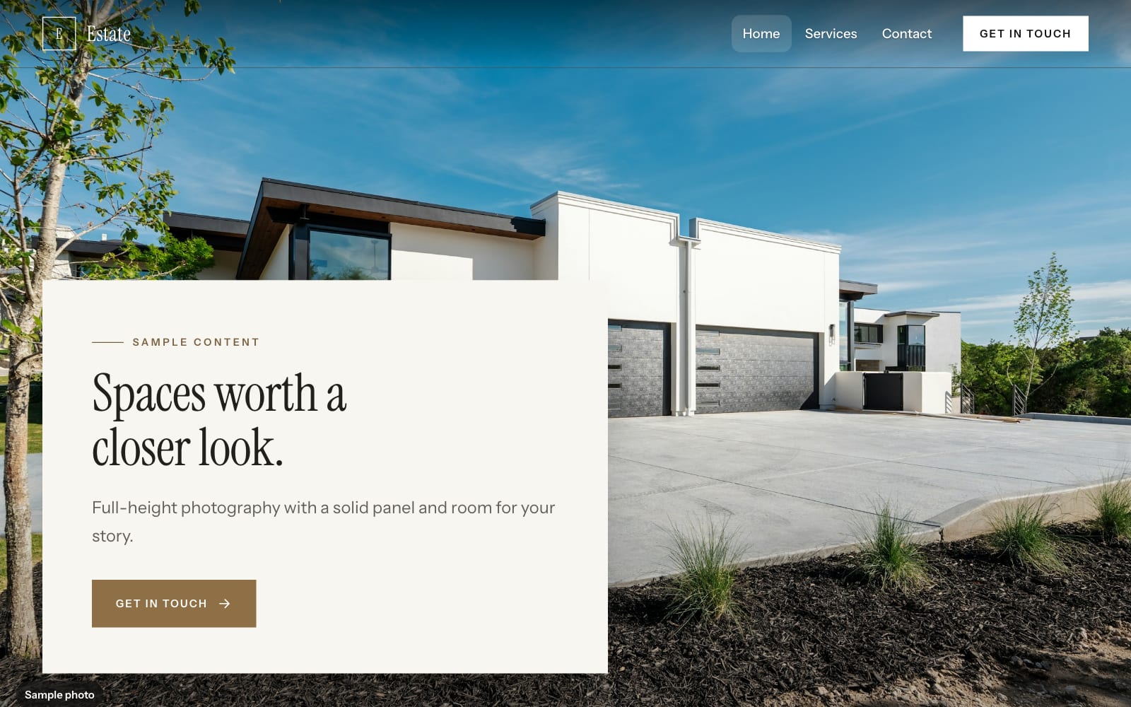 Estate design, Agency layout, desktop: real render with sample content