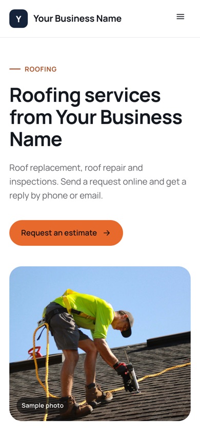 The same generated website in the mobile view