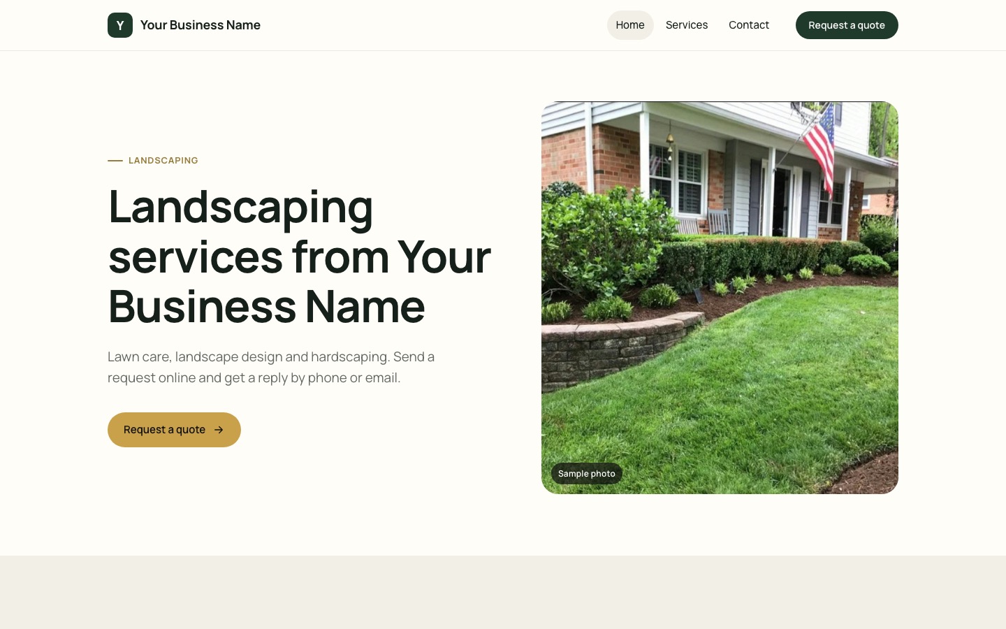 Landscaping template · Classic layout, shown with placeholder content