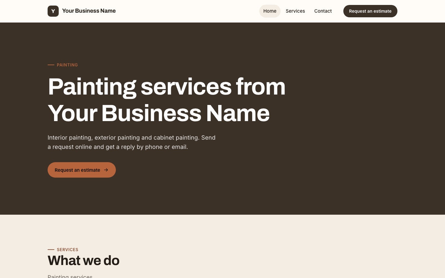 Painting template · Bold layout, shown with placeholder content