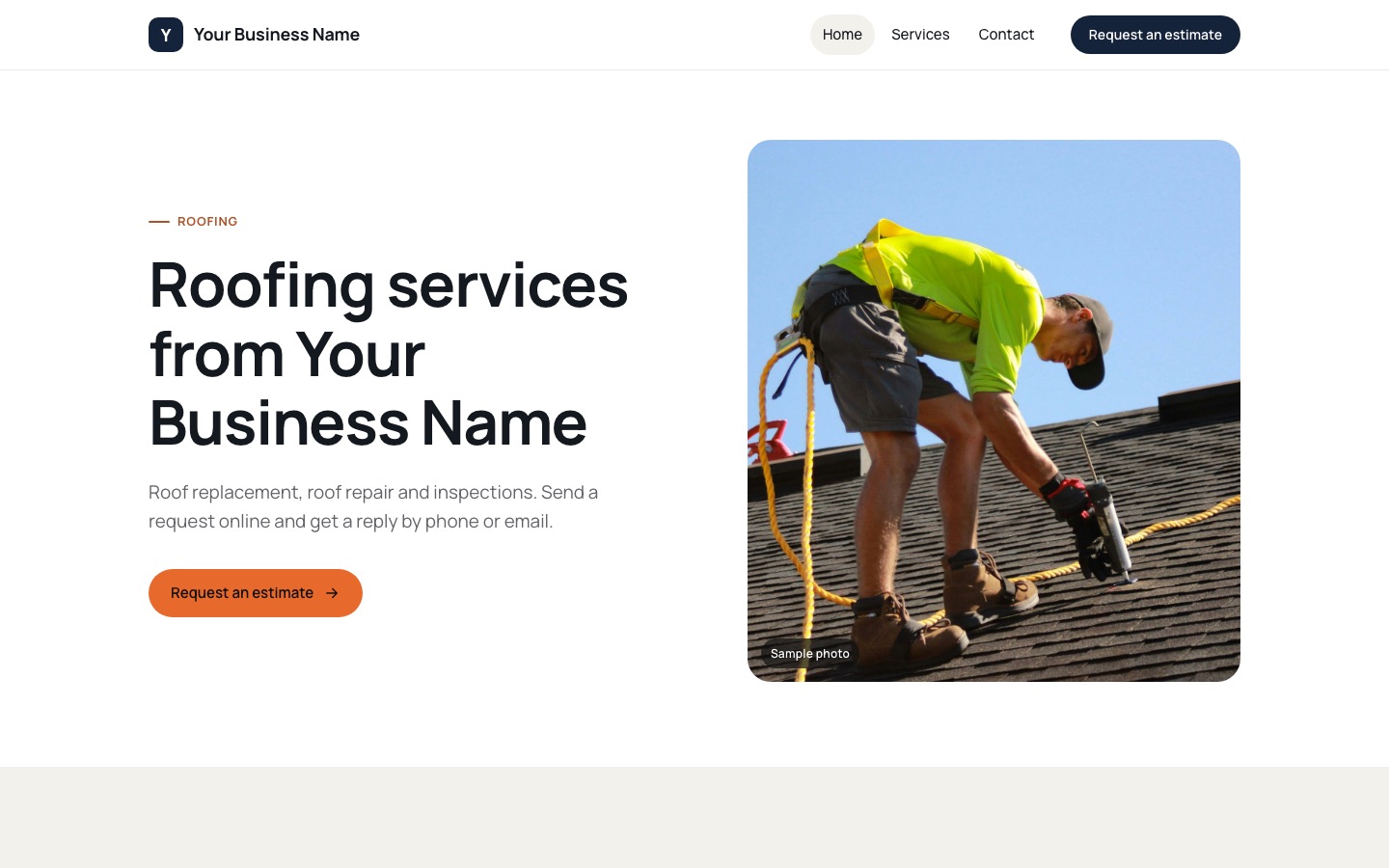 Roofing template · Classic layout, shown with placeholder content
