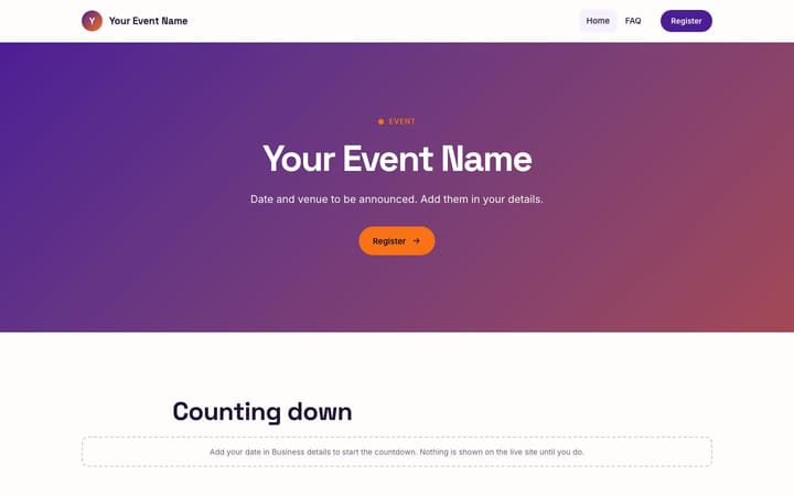 Event website, Prism design