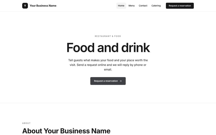Restaurant website, Linen design